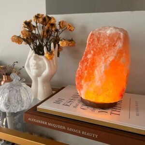 Pink Himalayan Salt Lamp, cordless _ Large Natural Stone Hollowed Tea Light Salt Rock _ Crystal Lamp
